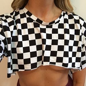 LF Emma & Sam Checkered Racing Crop Top